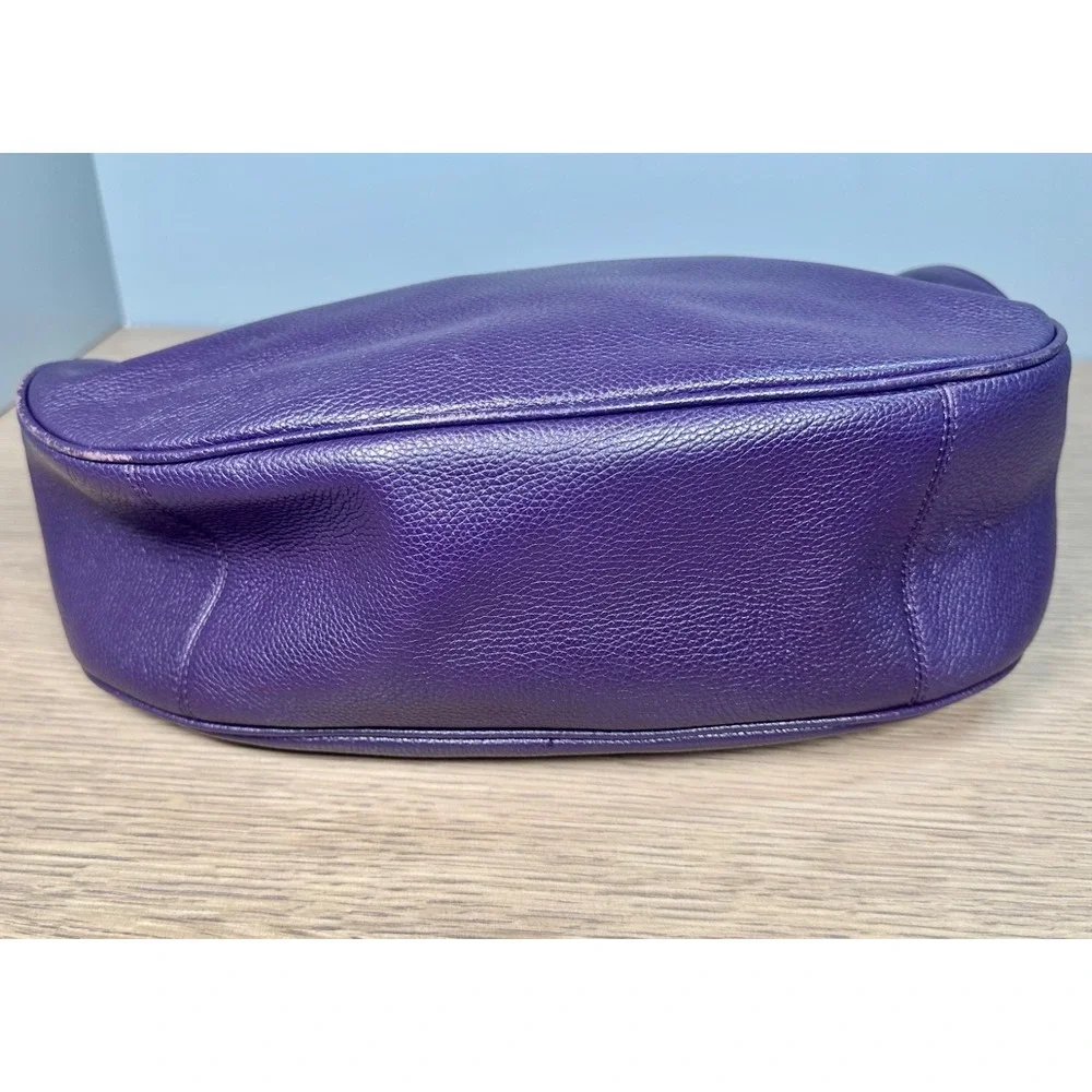 Coach F38259 Harley Large Purple Pebbled Leather Hobo Crossbody Bag Adjustable